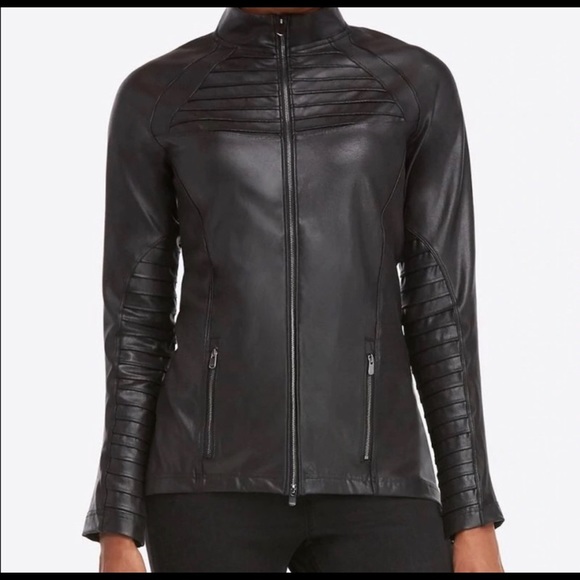 SPANX Jackets & Blazers - Spank Faux Leather Moto Jacket Womens Black Size 1X